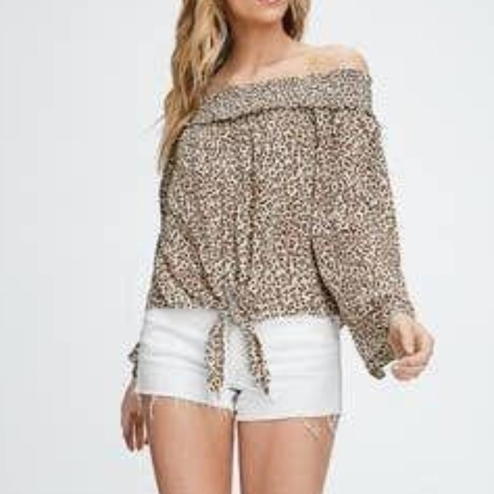 Free People FP Movement Leopard Off-Shoulder Top - Picture 16 of 16